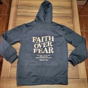Faith Over Fear Black Unisex Hoodie "Psalms 118:6" - Size Large